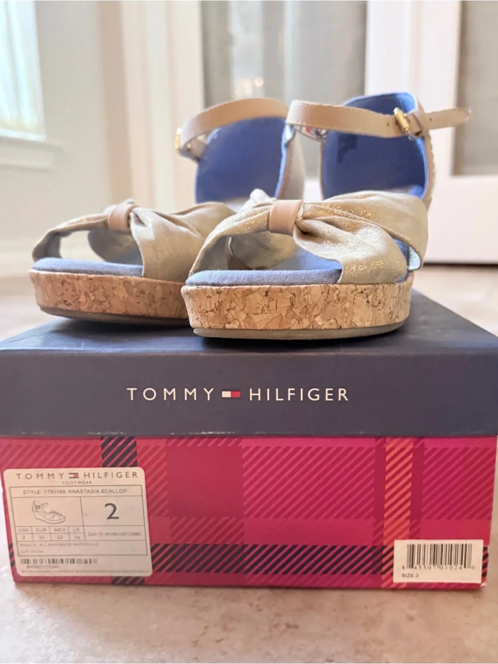 Tommy Hilfiger Girl’s Tan Cork Wedge Sandals